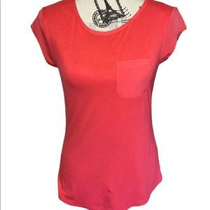 Premise Studio Women’s Size XS Shirt Coral Color Short Sleeves Front Pocket Soft